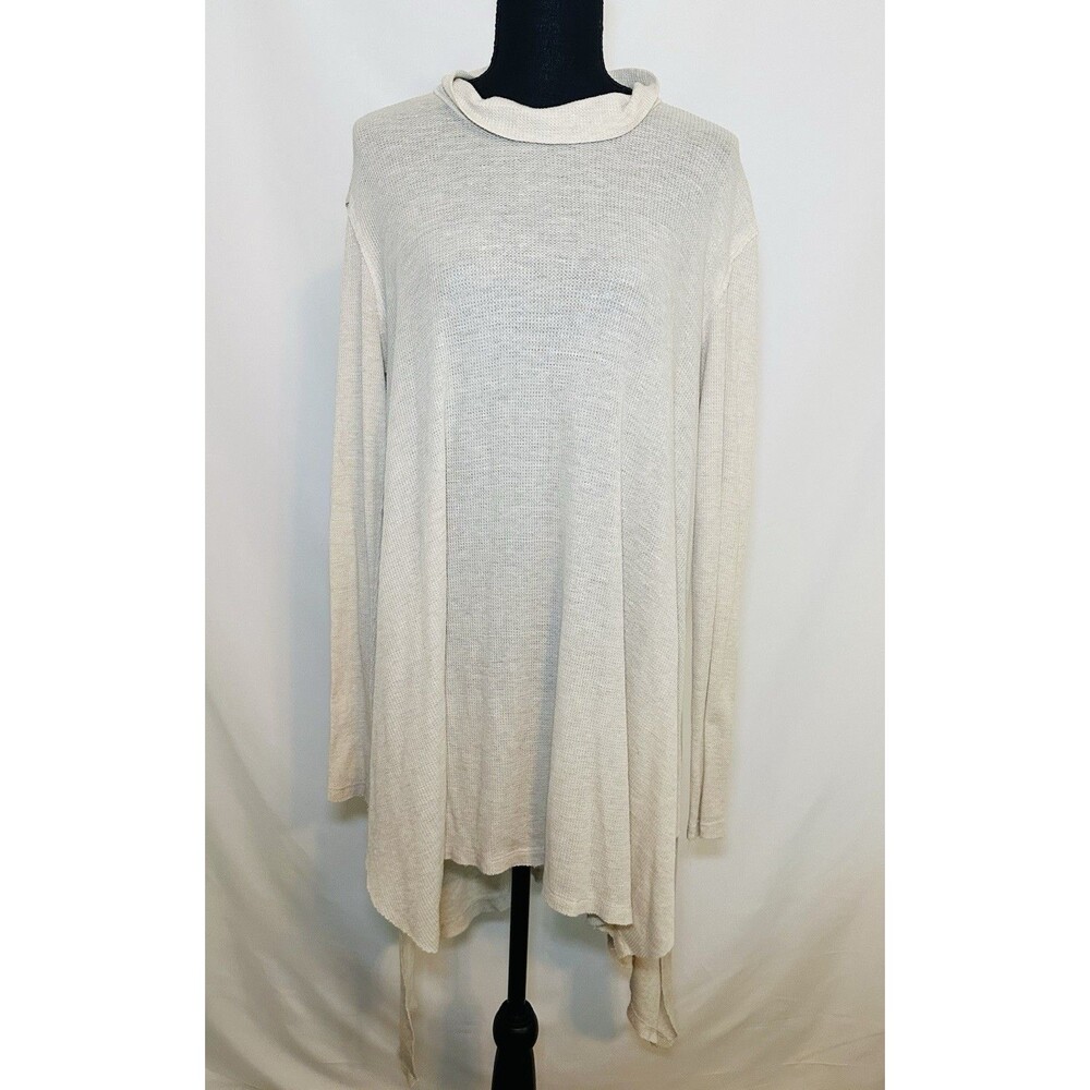 We The Free Beige Wonder Woman Mock Neck Thermal Tunic Dress Women's MEDIUM